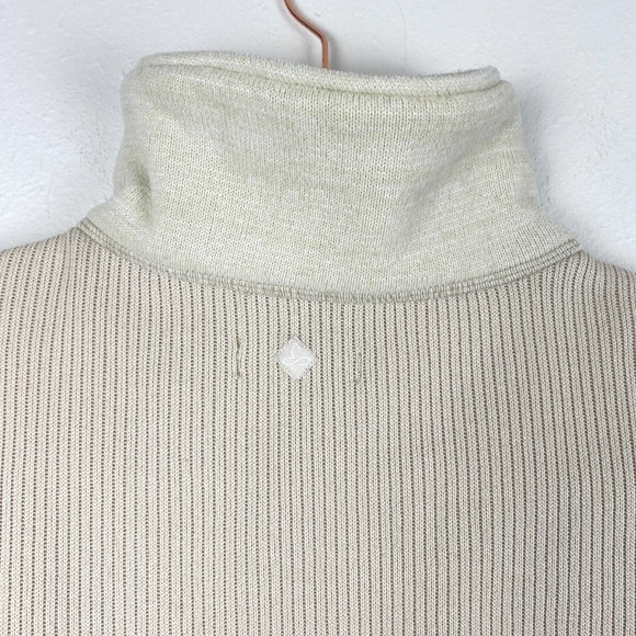 PrAna Tobi Full Zip Sweater Two Tone Cream Beige Pockets Ribbed Knit Women L - Picture 11 of 13